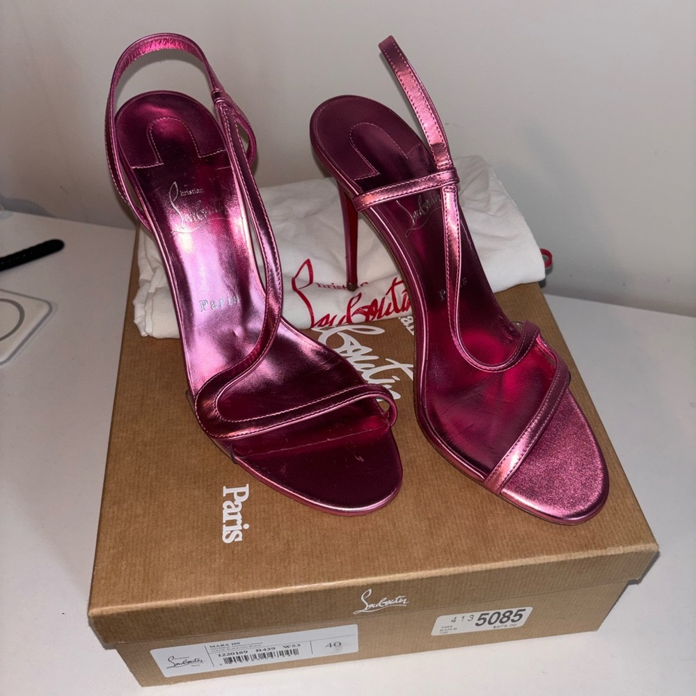 Christian Louboutin Metallic Pink Strappy Heels